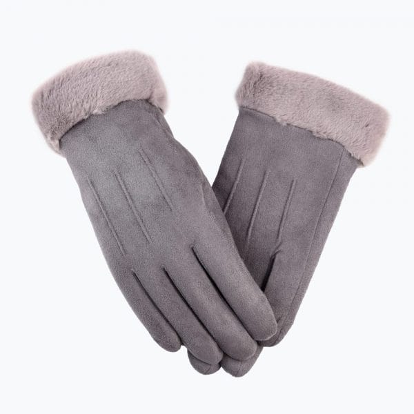 Damskie rękawiczki zimowe do ekranów dotykówych z futerkiem