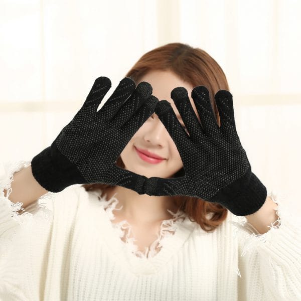 Uniwersalne rękawiczki zimowe do ekranów dotykówych czarne