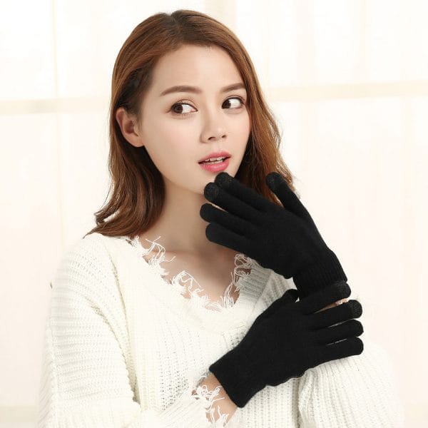 Uniwersalne rękawiczki zimowe do ekranów dotykówych czarne