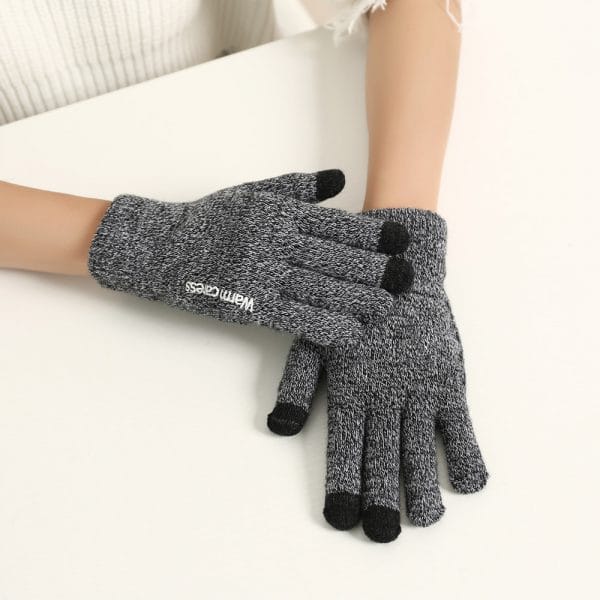 Uniwersalne rękawiczki zimowe do ekranów dotykówych jasnoszare