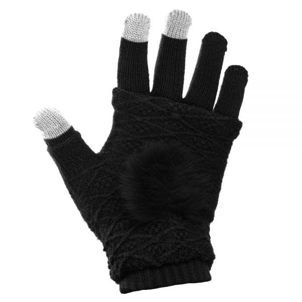 Damskie rękawiczki zimowe do ekranów dotykówych z ocieplaczem i pomponem