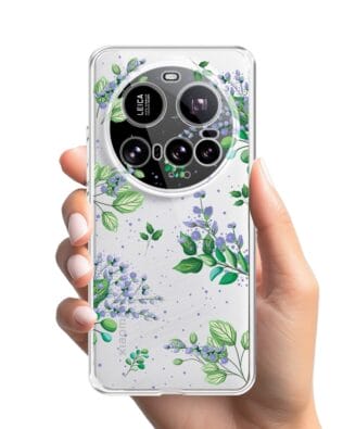 Etui do Xiaomi 15 Ultra przeźroczyste, silikonowe Flexi, fioletowe kwiatki