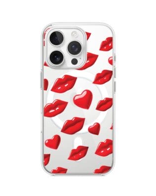 Etui do iPhone 13 Pro z MagSafe przeźroczyste, silikonowe Flexi, czerwone usta