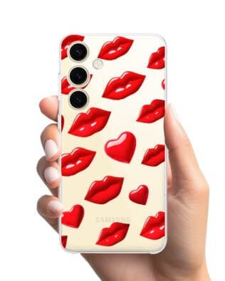 Etui do Samsung Galaxy S25 Plus przeźroczyste, silikonowe Flexi, czerwone usta
