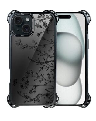 Etui do iPhone 15 IBIZU DropGuard Ultra z MagSafe, Midnight, Dotyk kwiatów
