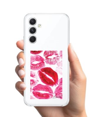 Etui do Samsung Galaxy A54 5G przeźroczyste, silikonowe Flexi, pocałunki z napisem „love”