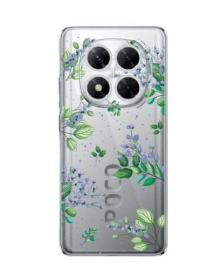 Etui do Xiaomi POCO X7 przeźroczyste, silikonowe Flexi, fioletowe kwiatki