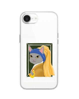 Etui do iPhone 16e przeźroczyste, silikonowe Flexi, kotek z kurczakiem