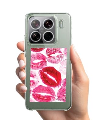 Etui do Xiaomi 15 Pro przeźroczyste, silikonowe Flexi, pocałunki z napisem „love”