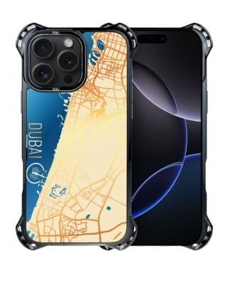 Etui do iPhone 16 Pro IBIZU DropGuard Ultra z MagSafe, mapy świata, Dubai