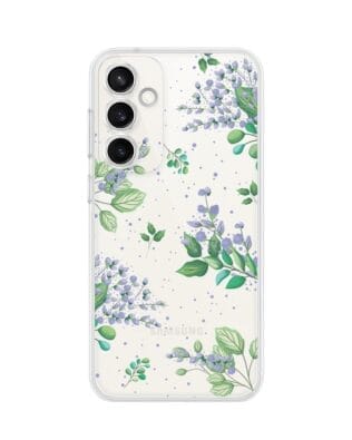 Etui do Samsung Galaxy S23 FE 5G przeźroczyste, silikonowe Flexi, fioletowe kwiatki
