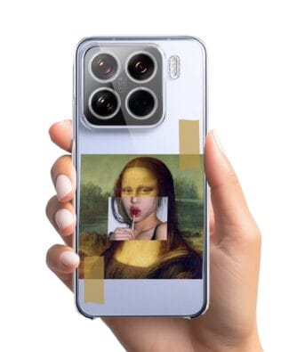 Etui do Xiaomi 15 przeźroczyste, silikonowe Flexi, Mona Lisa z lizakiem
