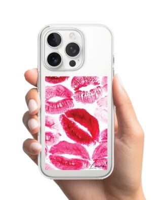 Etui do iPhone 13 Pro Max przeźroczyste, silikonowe Flexi, pocałunki z napisem „love”