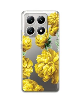 Etui do Xiaomi 14T Pro przeźroczyste, silikonowe Flexi, żółte piwonie