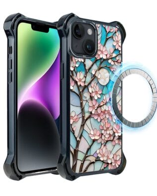 Etui do iPhone 14 IBIZU DropGuard Ultra z MagSafe, Barwy Szkła, Księżycowa Wiśnia