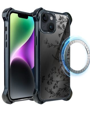 Etui do iPhone 14 IBIZU DropGuard Ultra z MagSafe, Midnight, Dotyk kwiatów
