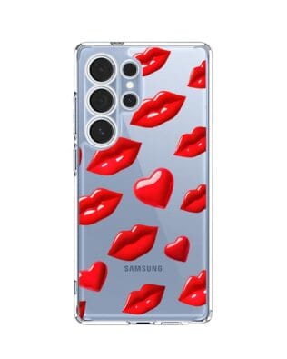 Etui do Samsung Galaxy S25 Ultra przeźroczyste, silikonowe Flexi, czerwone usta