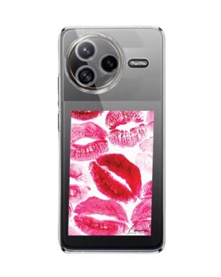 Etui do Xiaomi POCO F7 Ultra przeźroczyste, silikonowe Flexi, pocałunki z napisem „love”