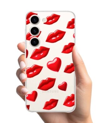 Etui do Samsung Galaxy S23 przeźroczyste, silikonowe Flexi, czerwone usta