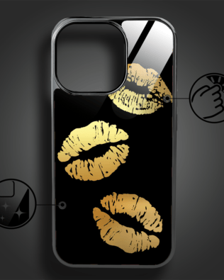 Etui do iPhone 16 Pro IBIZU Elite Glass z MagSafe, szklany tył, Golden Midnight, Usta, czarne