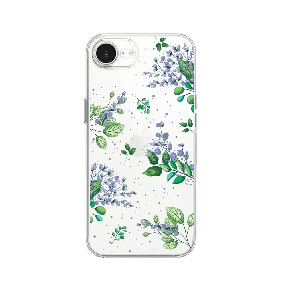 16 eEtui do iPhone 16e przeźroczyste, silikonowe Flexi, kwiatki niebieskie, fioletoweEtui do iPhone 16e przeźroczyste, silikonowe Flexi, fioletowe kwiatki
