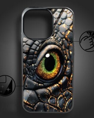 Etui do iPhone 16 Pro IBIZU Elite Glass z MagSafe, szklany tył, amber dragon, czarny chrom