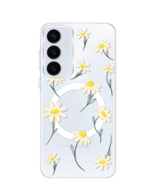 Etui do Samsung Galaxy A55 5G z MagSafe przeźroczyste, silikonowe Flexi, stokrotki