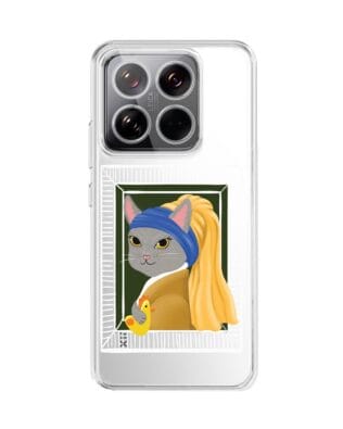 Etui do Xiaomi 14 przeźroczyste, silikonowe Flexi, kotek z kurczakiem