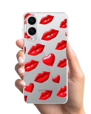 Etui do Samsung Galaxy S25 Edge przeźroczyste, silikonowe Flexi, czerwone usta