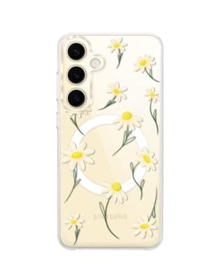 Etui do Samsung Galaxy S24 Plus z MagSafe przeźroczyste, silikonowe Flexi, stokrotki