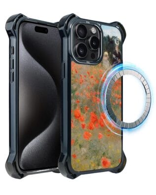 Etui iPhone 15 Pro IBIZU DropGuard Ultra z MagSafe, Claude Monet, pole maków