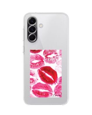 Etui do Samsung Galaxy A56 5G przeźroczyste, silikonowe Flexi, pocałunki z napisem „love”