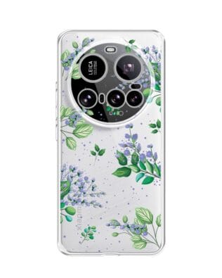 Etui do Xiaomi 15 Ultra przeźroczyste, silikonowe Flexi, fioletowe kwiatki