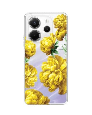 Etui do Xiaomi Redmi Note 14 5G przeźroczyste, silikonowe Flexi, żółte piwonie