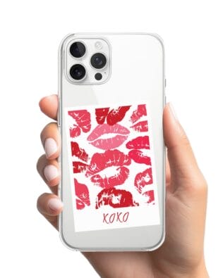 Etui do iPhone 12 Pro przeźroczyste, silikonowe Flexi, pocałunki, polaroid