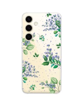 Etui do Samsung Galaxy S25 Plus przeźroczyste, silikonowe Flexi, fioletowe kwiatki