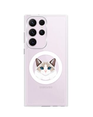 Etui do Samsung Galaxy S23 Ultra z MagSafe przeźroczyste, silikonowe Flexi, kot birmański