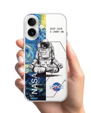 Etui do iPhone 16 przeźroczyste, silikonowe Flexi, Keep Calm in Cosmos
