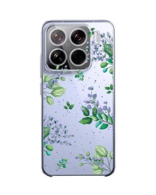 Etui do Xiaomi 15 przeźroczyste, silikonowe Flexi, fioletowe kwiatki