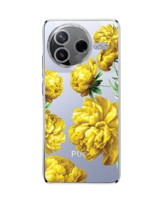 Etui do Xiaomi POCO F7 Pro przeźroczyste, silikonowe Flexi, żółte piwonie