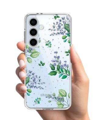 Etui do Samsung Galaxy S24 FE przeźroczyste, silikonowe Flexi, fioletowe kwiatki