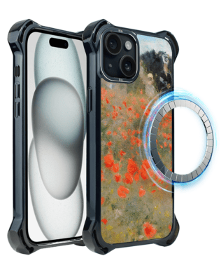 Etui do iPhone 15 Plus IBIZU DropGuard Ultra z MagSafe, Claude Monet, pole maków