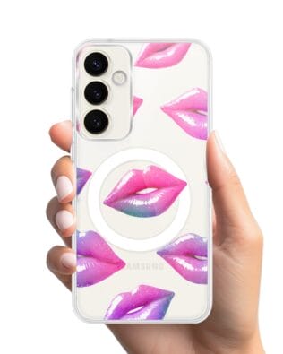 Etui do Samsung Galaxy S23 Plus z MagSafe przeźroczyste, silikonowe Flexi, hologramowe usta