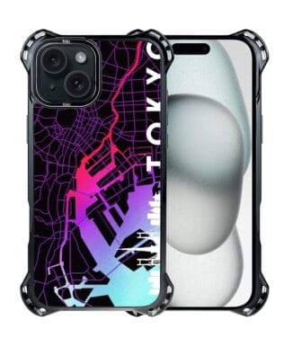 Etui do iPhone 15 IBIZU DropGuard Ultra z MagSafe, mapy świata, Tokyo