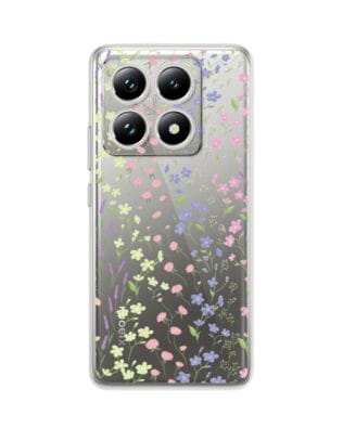 Etui do Xiaomi 14 Pro przeźroczyste, silikonowe Flexi, kwiaty polne