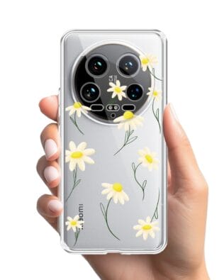 Etui do Xiaomi 14 Ultra przeźroczyste, silikonowe Flexi, stokrotki