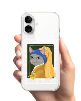 Etui do iPhone 16 Plus przeźroczyste, silikonowe Flexi, kotek z kurczakiem