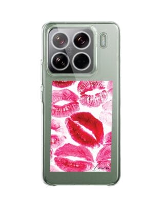 Etui do Xiaomi 15 Pro przeźroczyste, silikonowe Flexi, pocałunki z napisem „love”