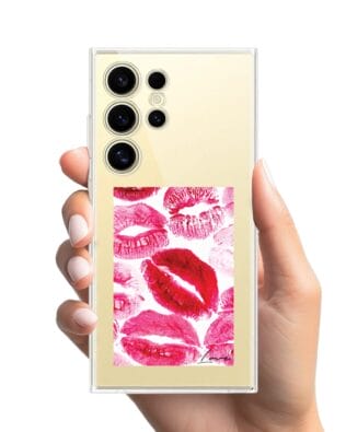 Etui do Samsung Galaxy S24 Ultra przeźroczyste, silikonowe Flexi, pocałunki z napisem „love”