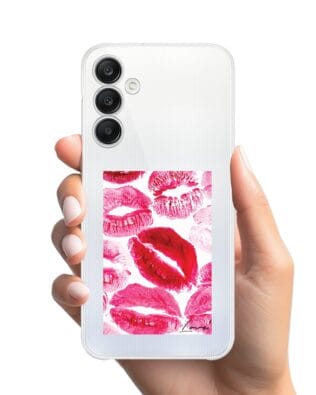 Etui do Samsung Galaxy A25 5G przeźroczyste, silikonowe Flexi, pocałunki z napisem „love”